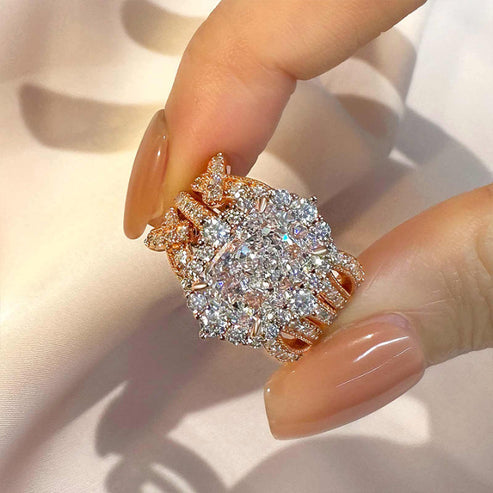 Bague vintage à insert taille radiant Halo 