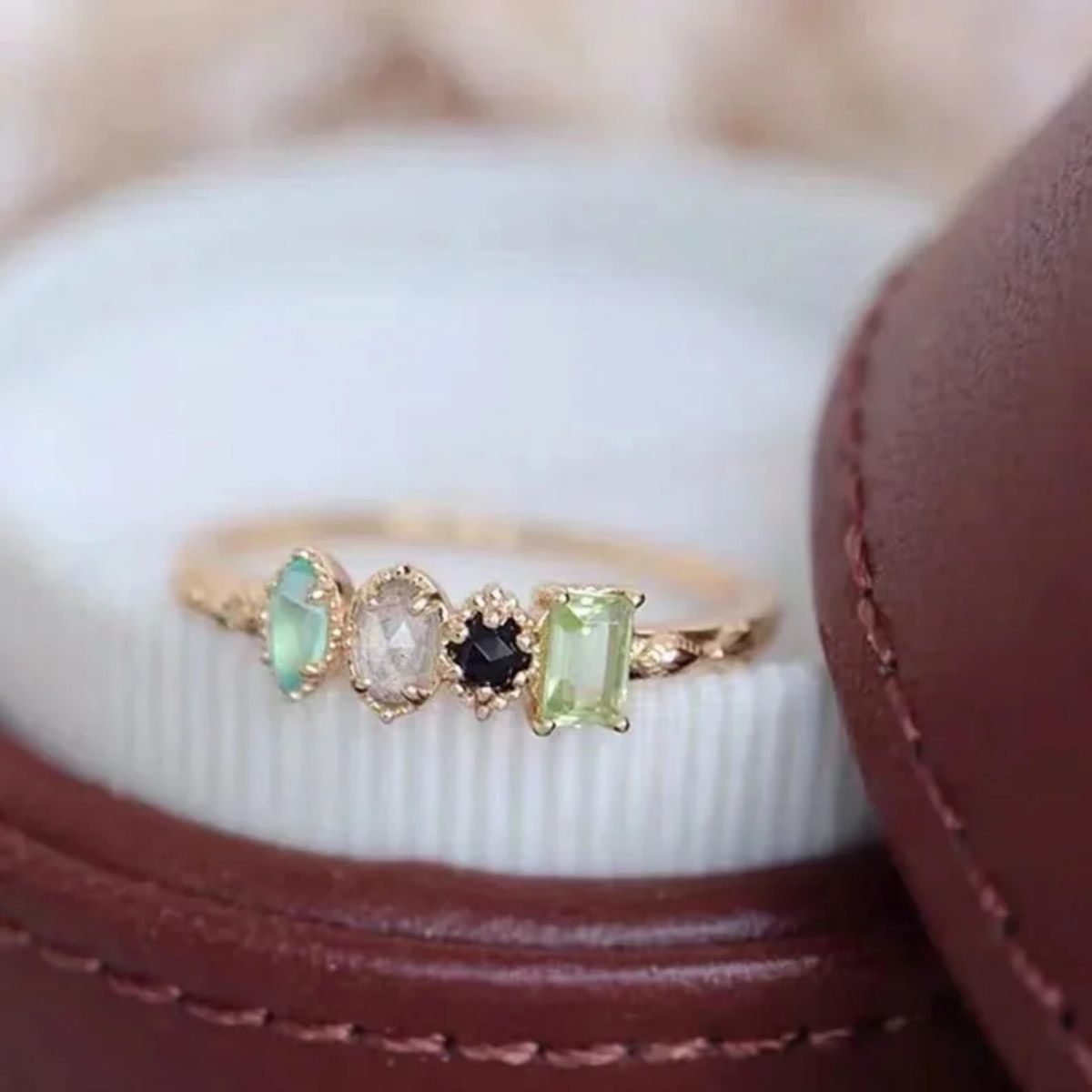 Personalized Multi-Gem Birthstone Emerald Ring