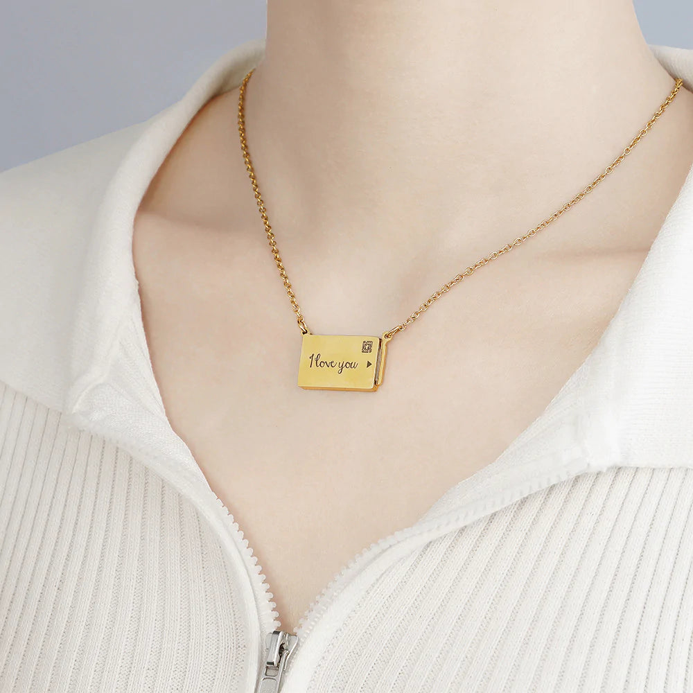 Custom Love Message Stamp Drawer Photo Necklace