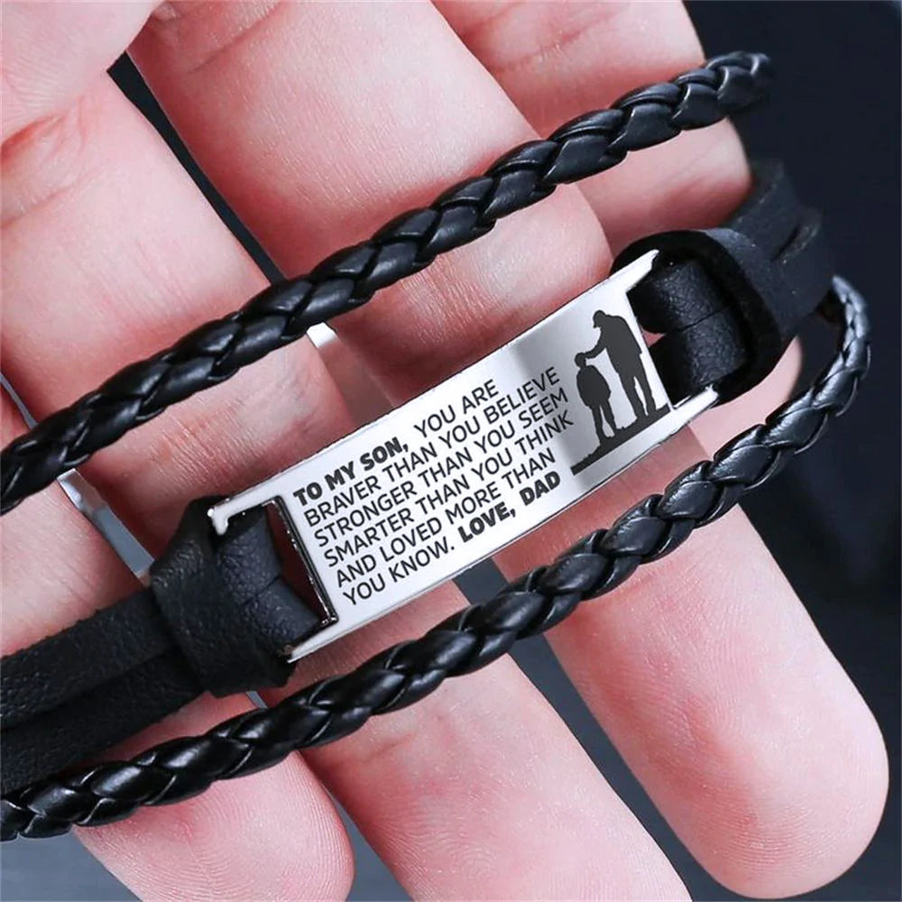 Bracelet en cuir « Tu es aimé plus que tu ne le penses »
