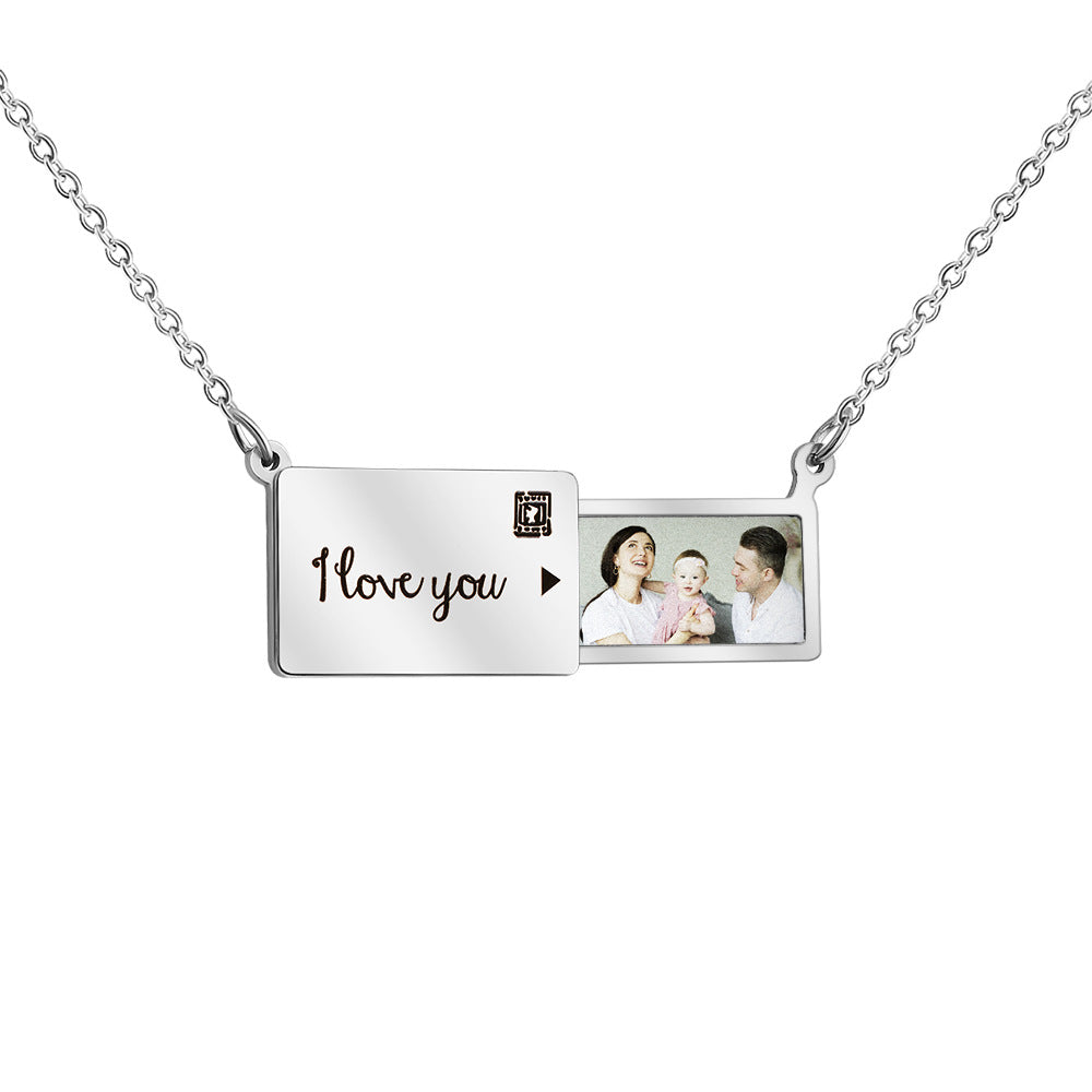 Custom Love Message Stamp Drawer Photo Necklace
