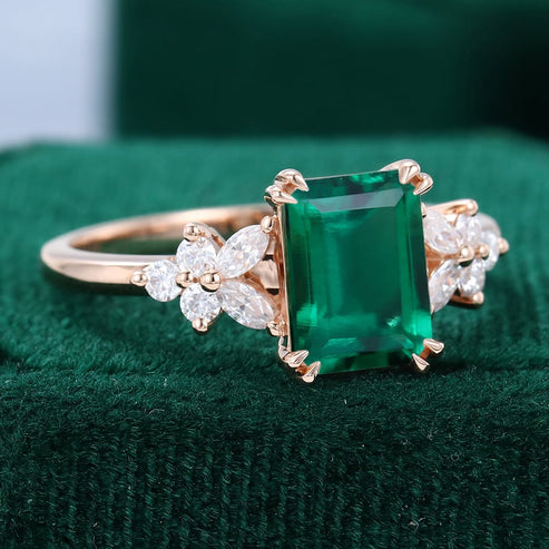 Emerald Cut Emerald Engagement Ring
