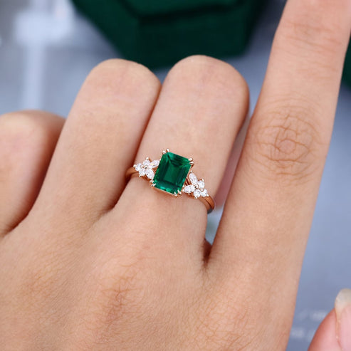 Emerald Cut Emerald Engagement Ring
