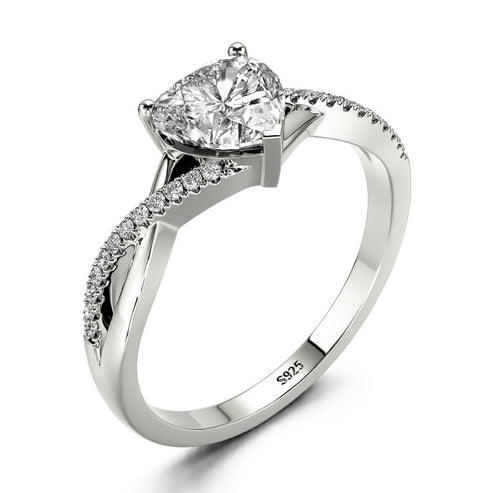 Bague en argent sterling à cœur torsadé 