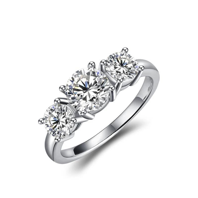Bague ouverte en moissanite synthétique à 3 pierres🌟 