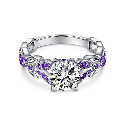 Bague en argent sterling à taille ronde avec motif papillon 