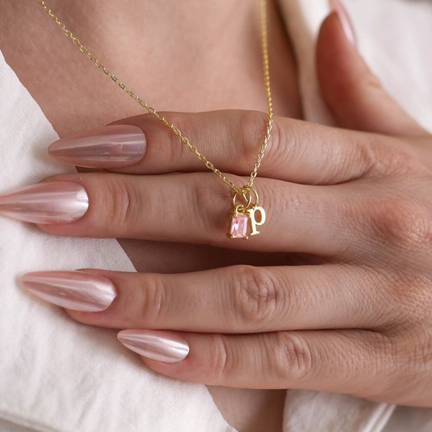 Birthstone Initial Necklace