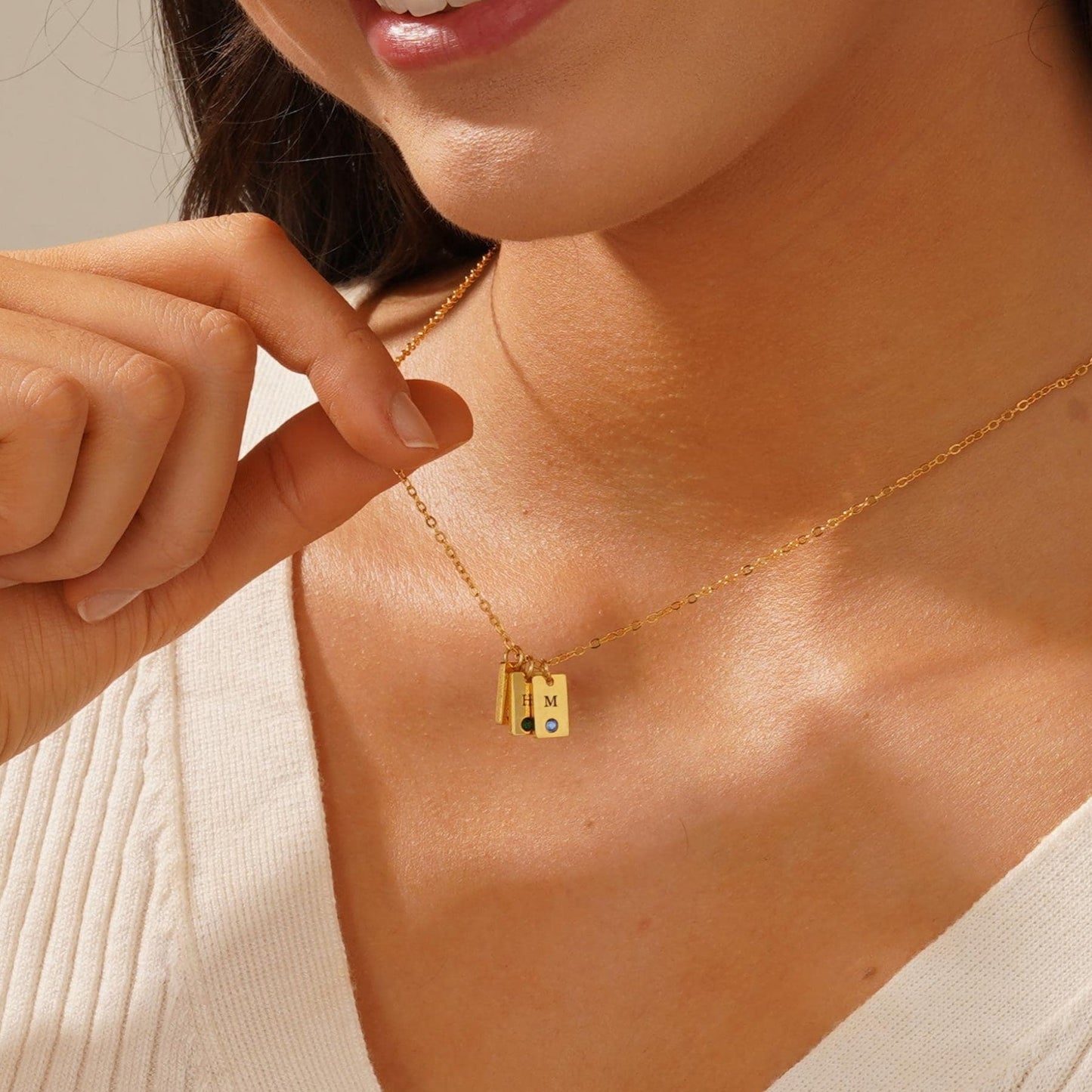 Multiple Initial Tag Necklace