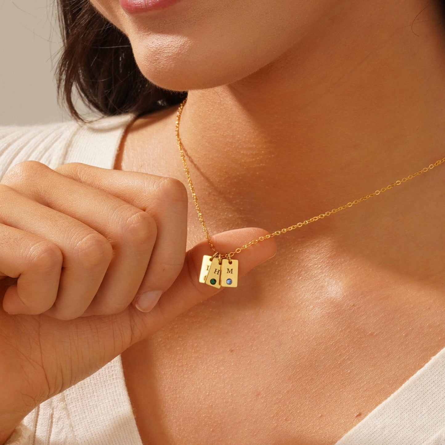 Multiple Initial Tag Necklace