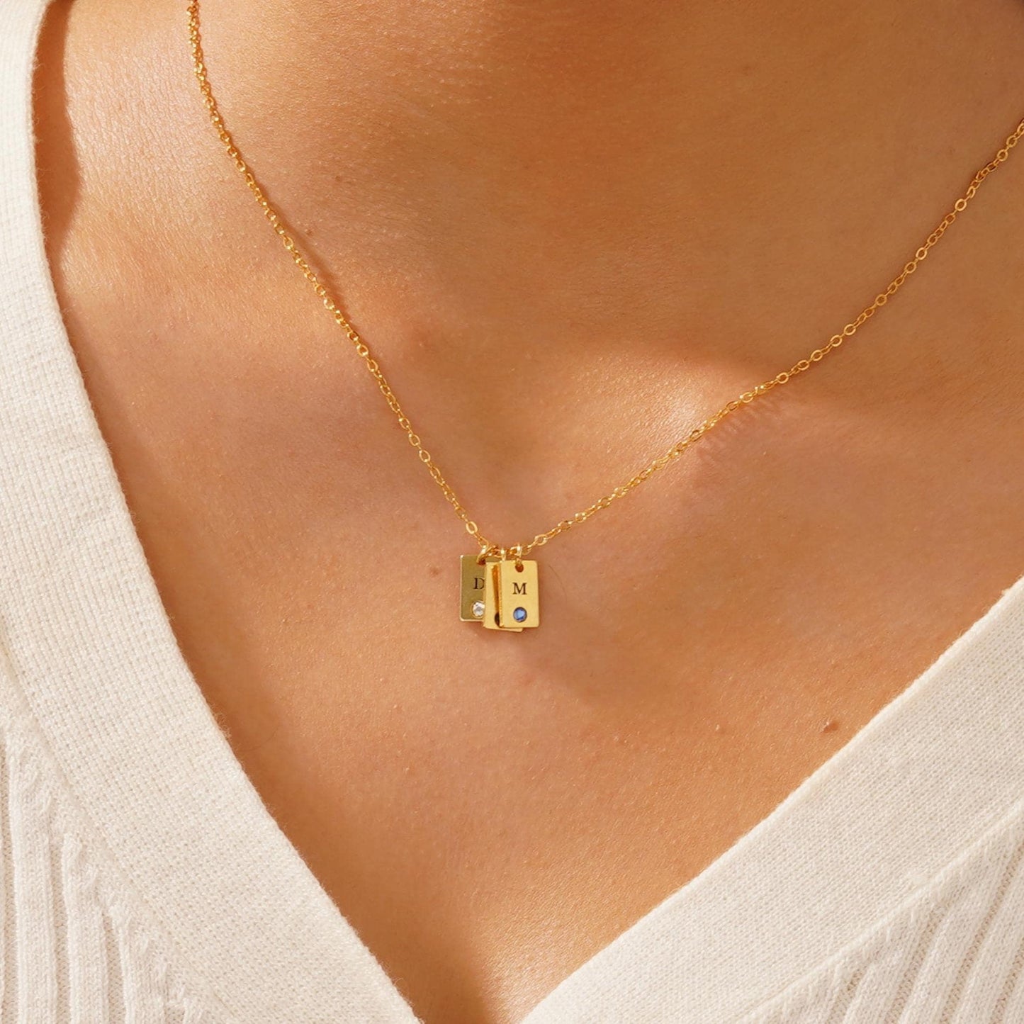 Multiple Initial Tag Necklace