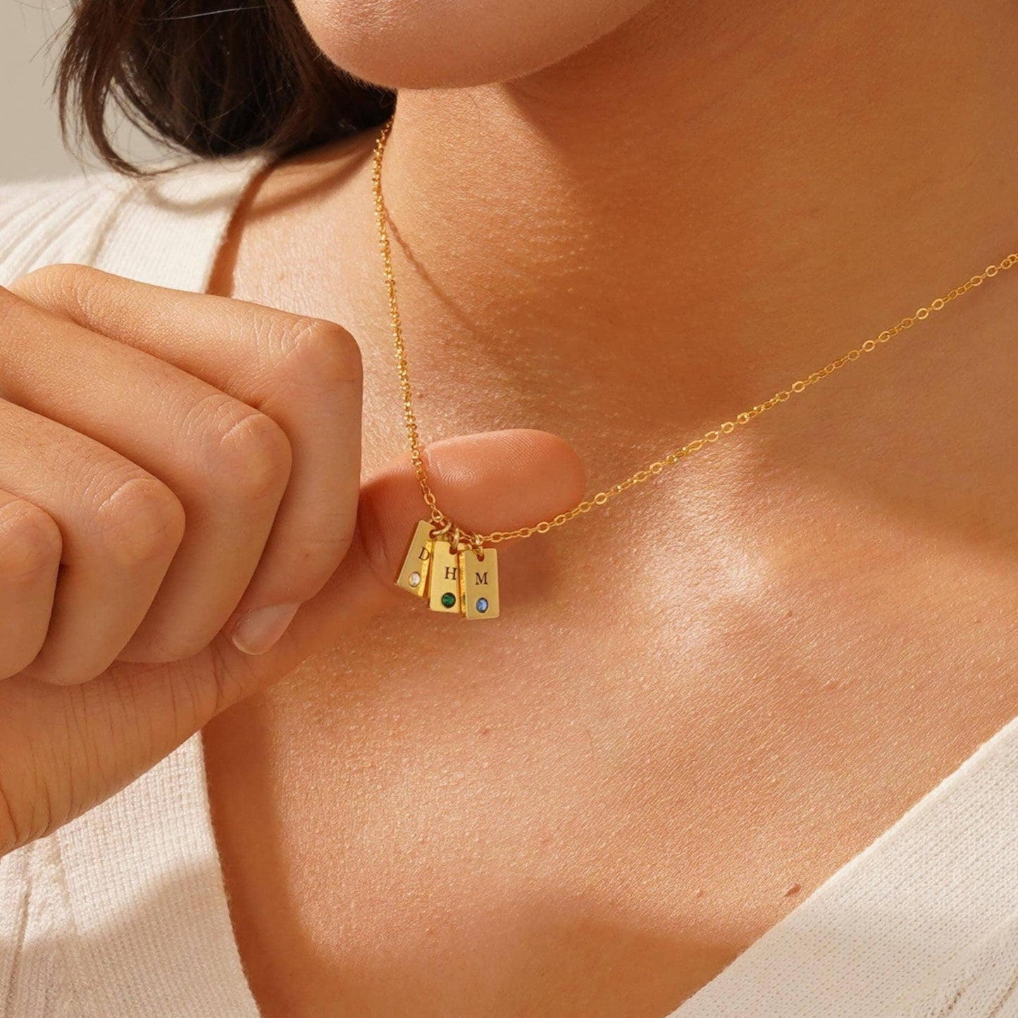 Multiple Initial Tag Necklace