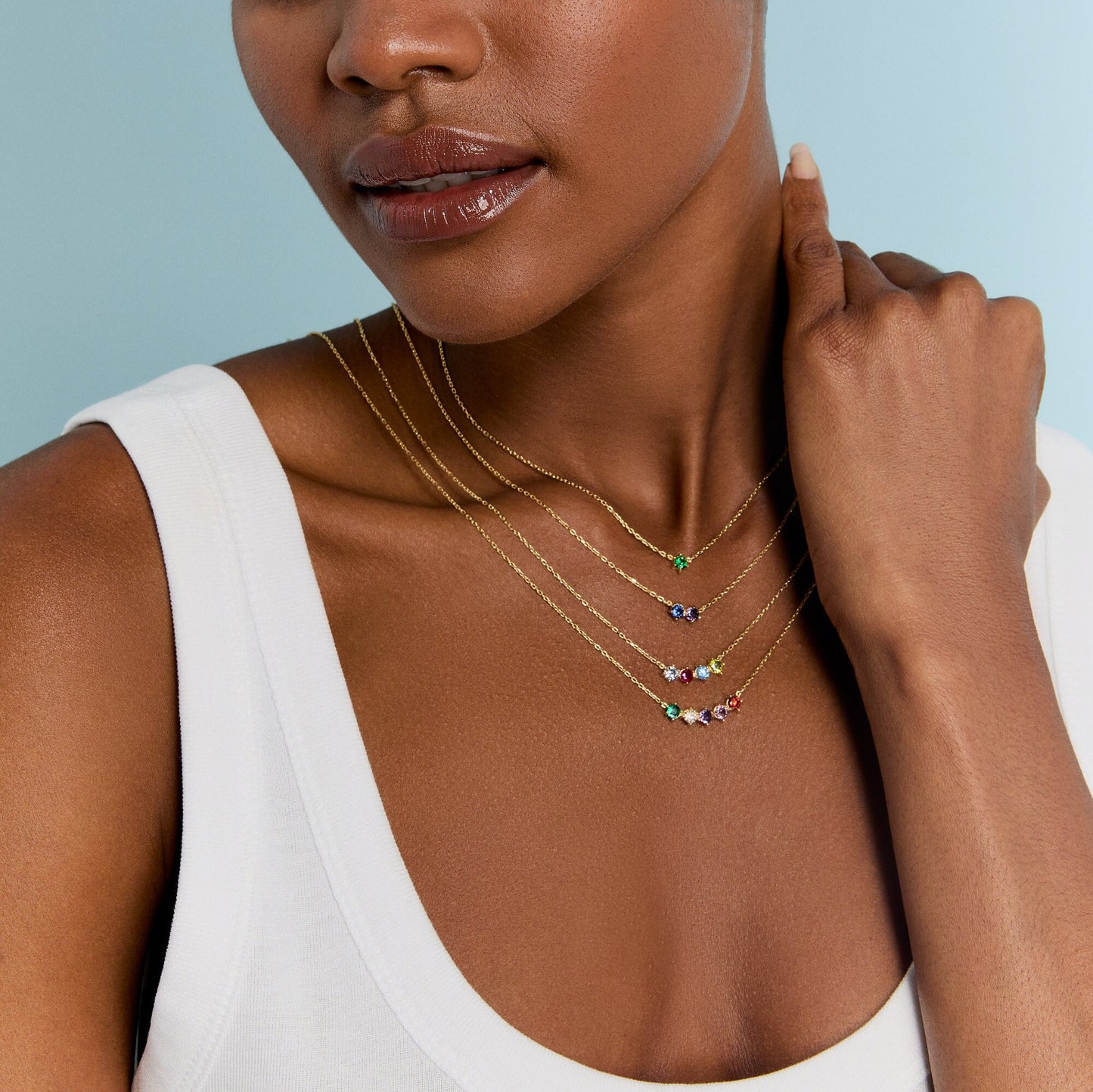 Collier personnalisé avec pierre de naissance familiale