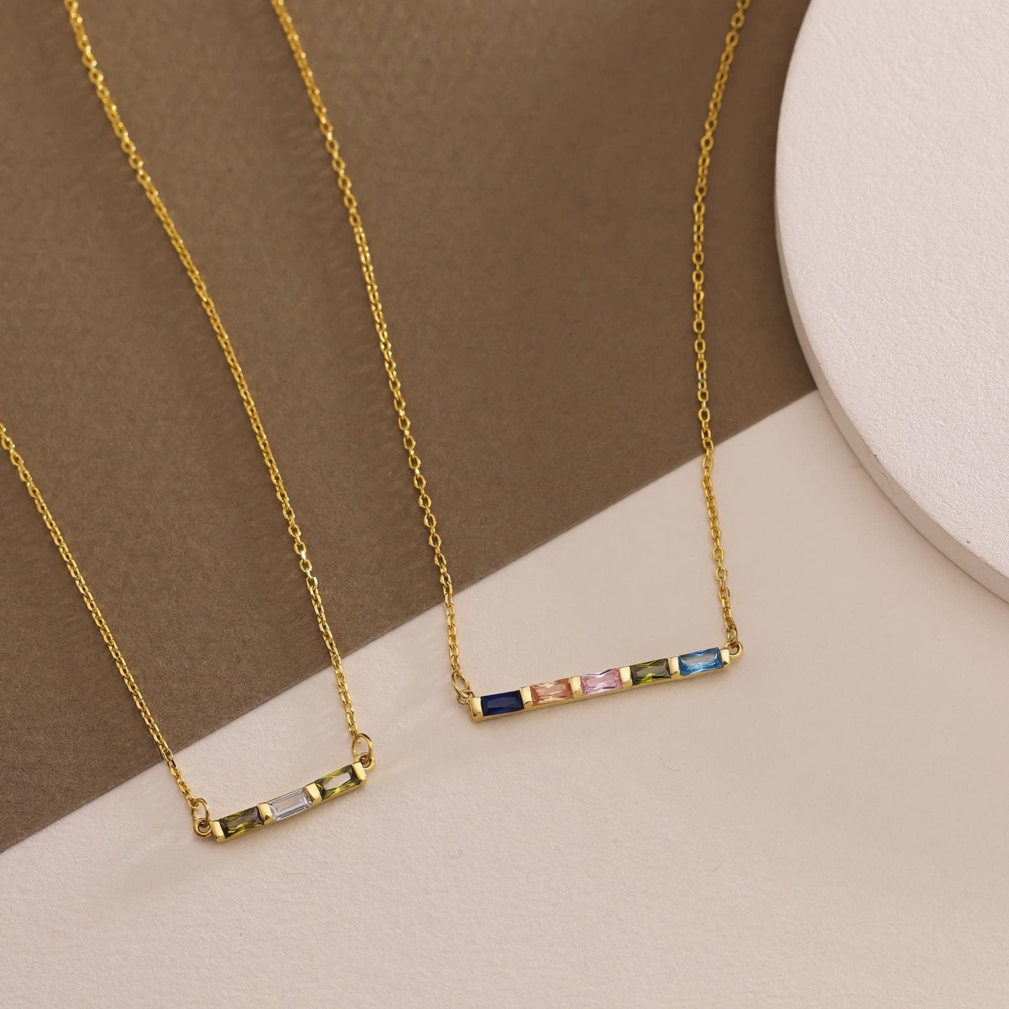 Baguette Birthstone Necklace