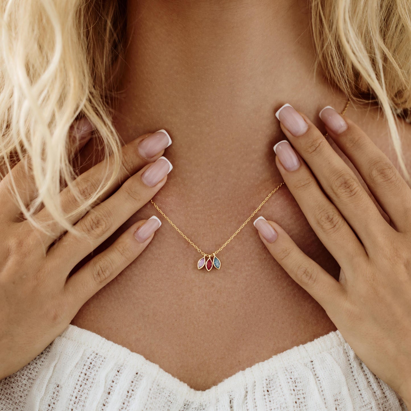Natural Custom Leaf Birthstone Necklace