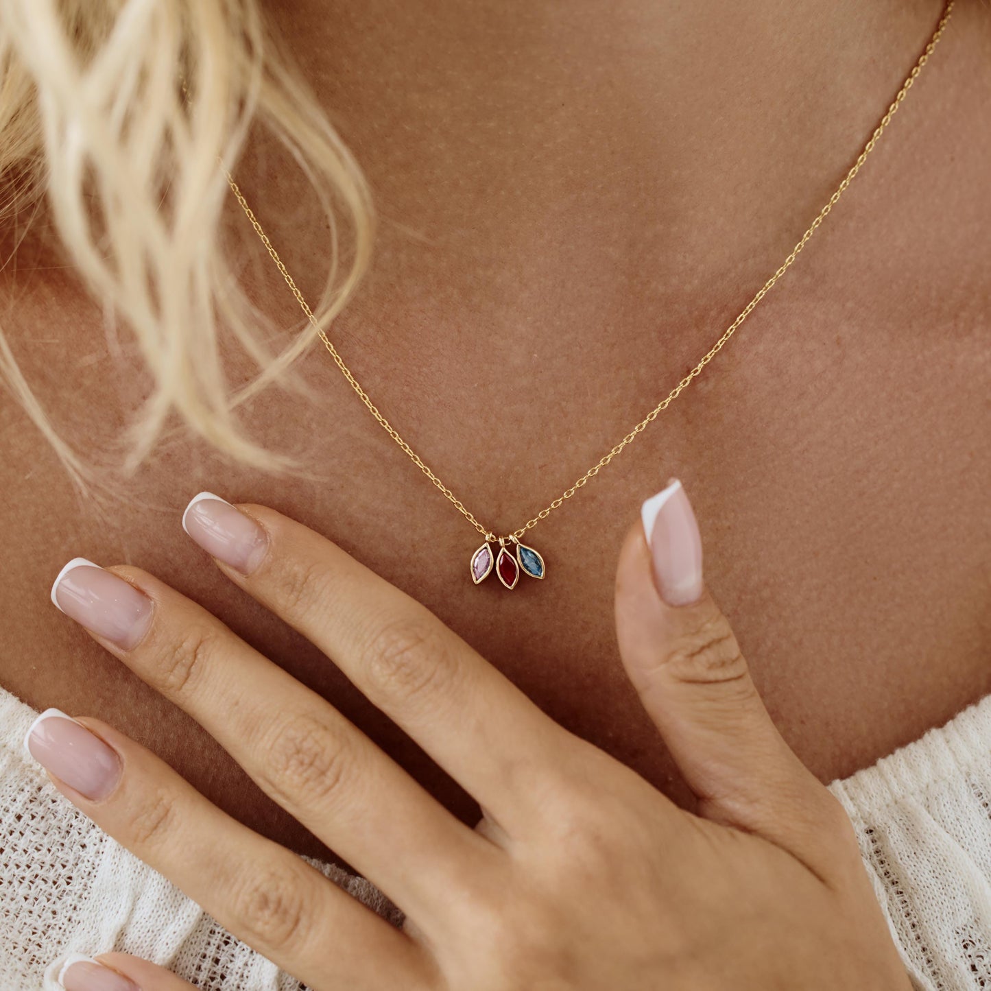 Natural Custom Leaf Birthstone Necklace