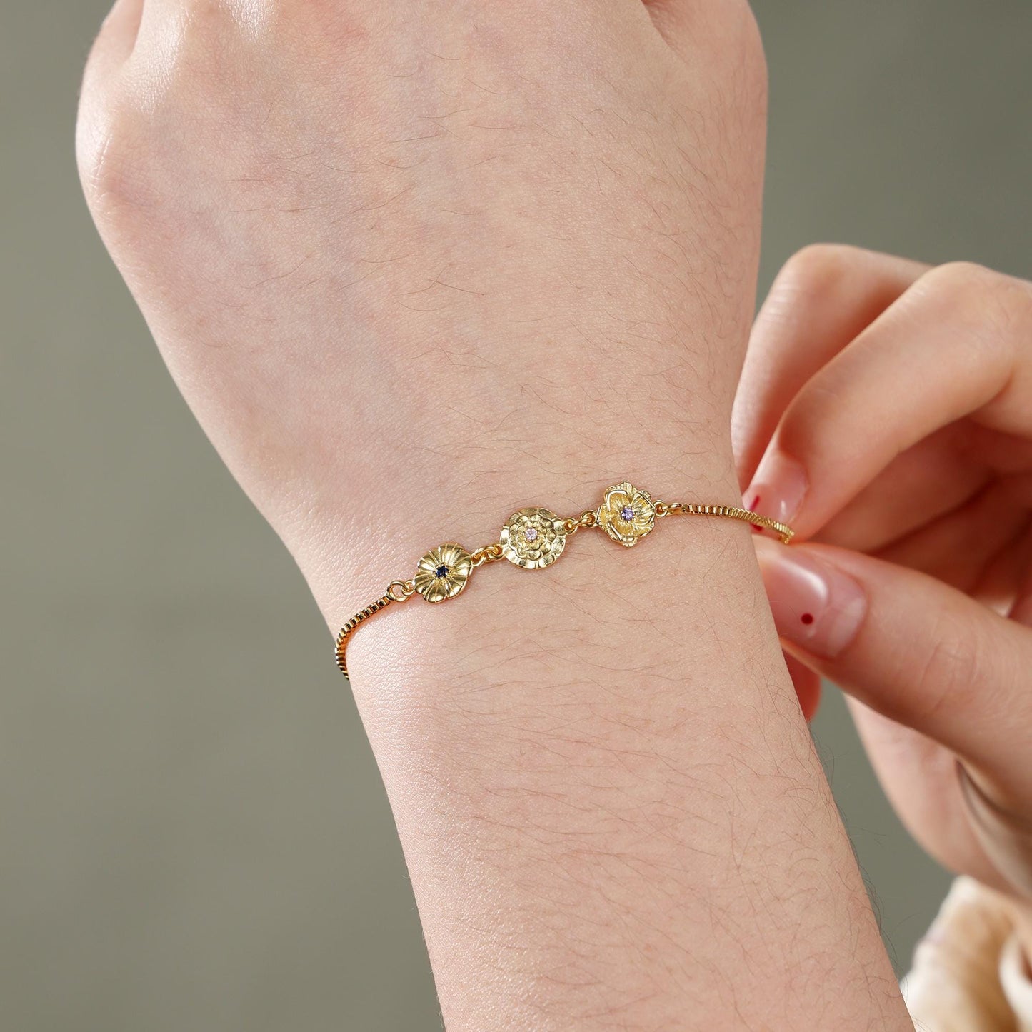 Personalized Birth Flower Bracelet