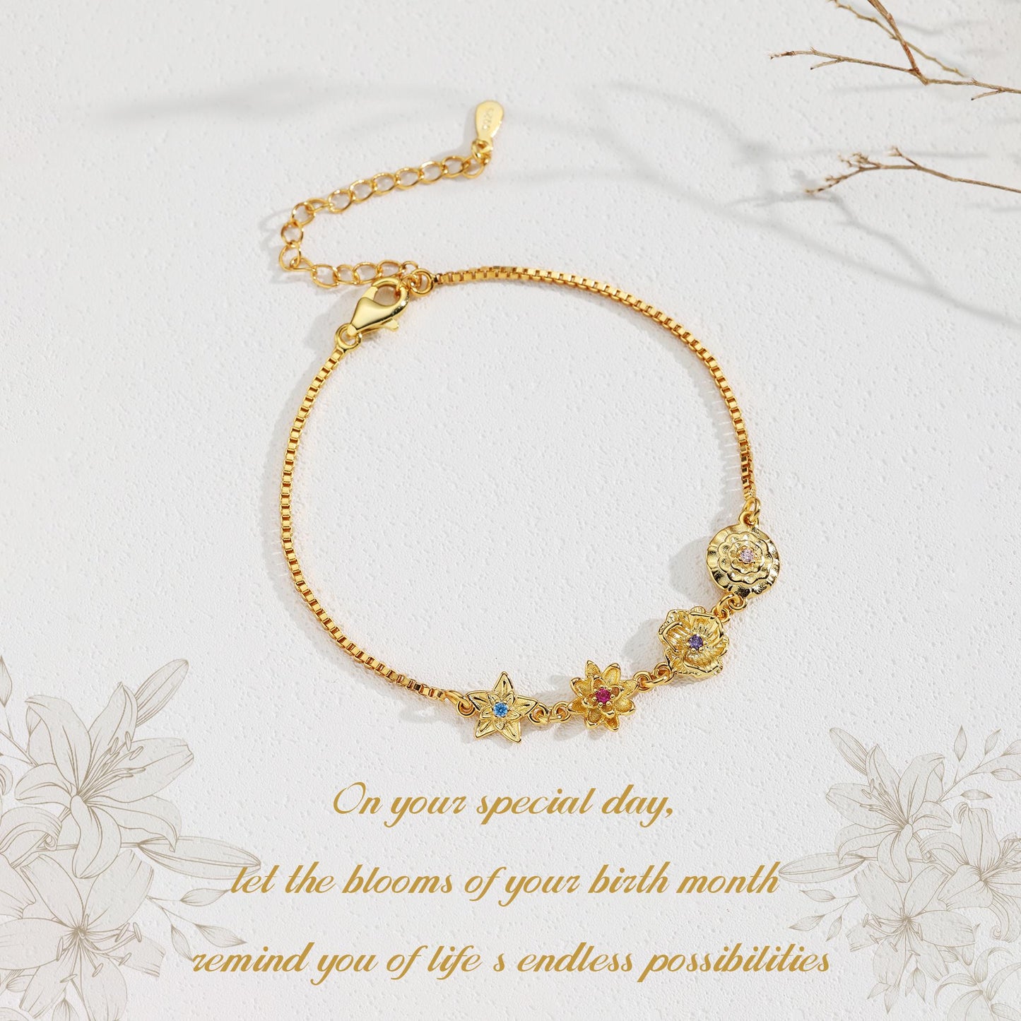 Personalized Birth Flower Bracelet
