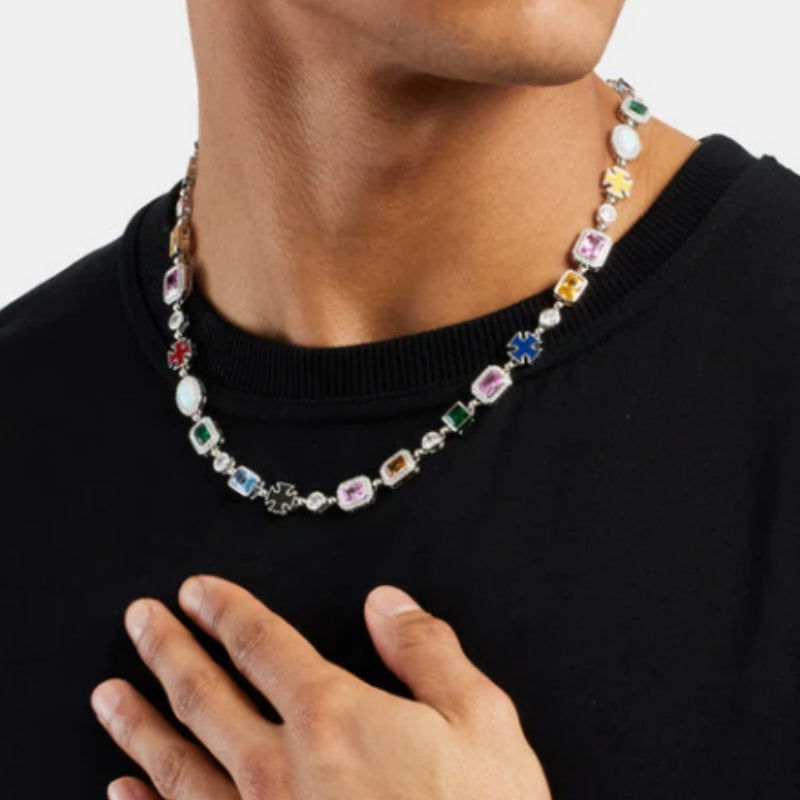 Multi Gemstone Solstice Motif Necklace