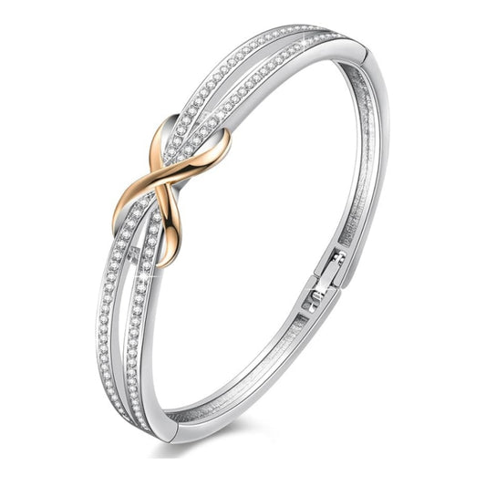 Infinity 7in Crystals Silver Plated Rose Gold Bracelet