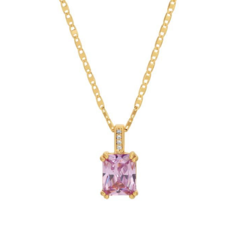 Collier en or 18 carats avec pierres précieuses en oxyde de zirconium AAA 