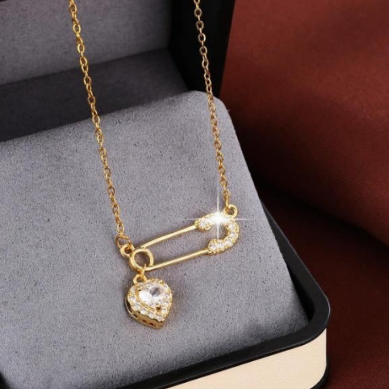 Elegant Heart💜&Paper Clip Necklace