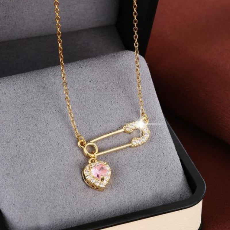 Elegant Heart💜&Paper Clip Necklace
