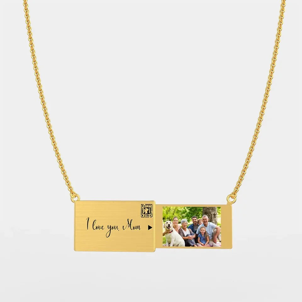 Custom Love Message Stamp Drawer Photo Necklace
