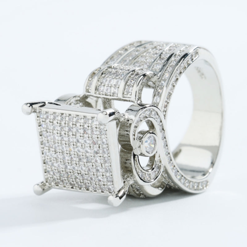 Bague en argent incrustée à la main : option carré/cœur/étoile✨ 