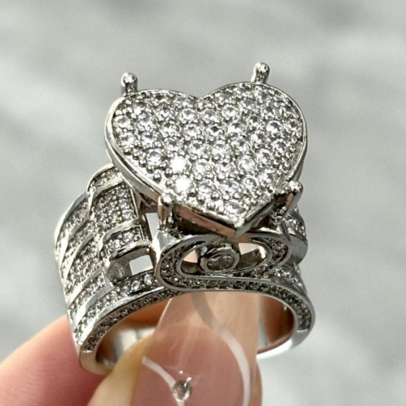 Bague en argent incrustée à la main : option carré/cœur/étoile✨ 