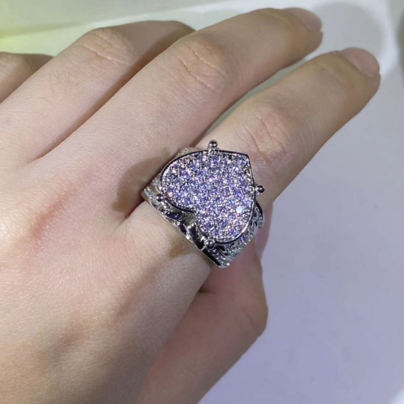 Bague en argent incrustée à la main : option carré/cœur/étoile✨ 