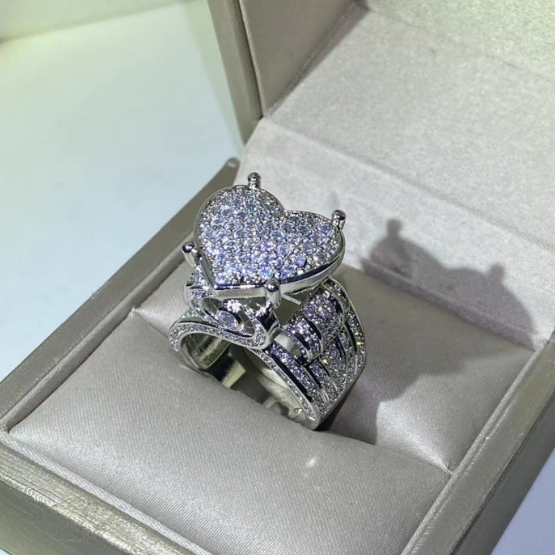 Bague en argent incrustée à la main : option carré/cœur/étoile✨ 
