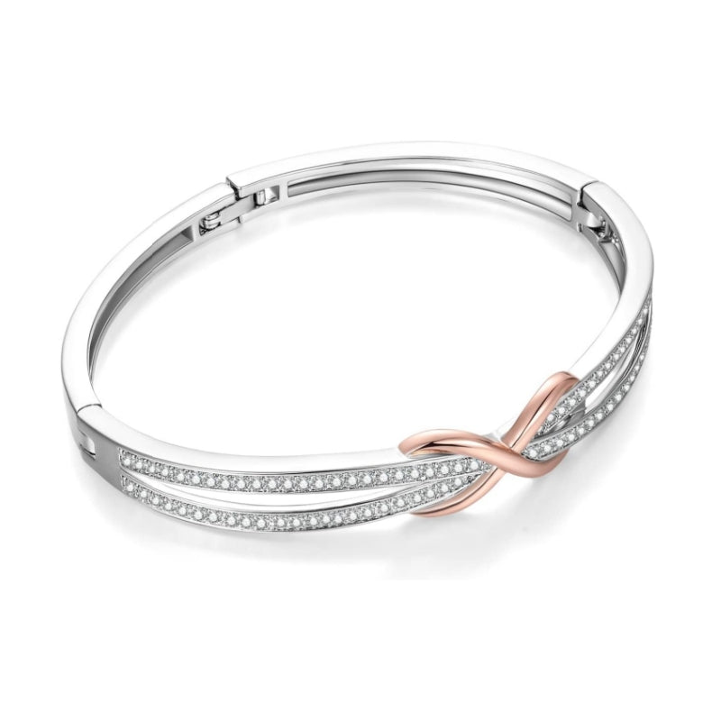 Infinity 7in Crystals Silver Plated Rose Gold Bracelet
